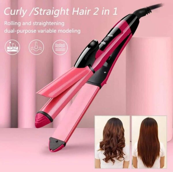 2-in-1 Nova Hair Straightener and Curler – Dual-Use Styling Tool with Quick Heat-Up Technology, Ceramic Plates for Smooth Straightening & Effortless Curls Model-NH-2009 – Portable, Lightweight, Ideal for Home or Travel Use - Image 6