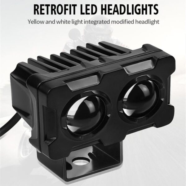 Motorcycle Robot Dual Colour LED Work & Driving Lights – 5000K–6500K Two-Color External Headlights / Fog Lamp - Image 7
