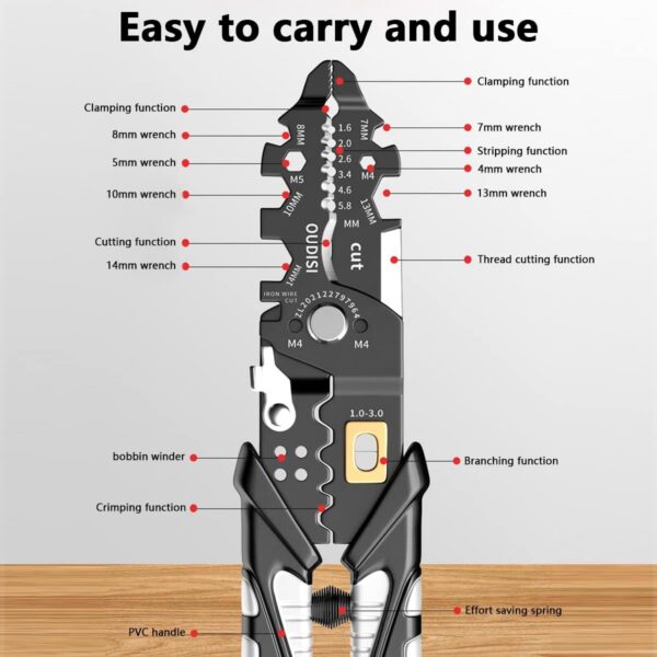 25 in 1 Wire Stripper, Wire Stripping Tool, Cutter Stripping, Cable Stripper Tool, Wire Crimping Tool, Multi-Function Hand Tool for Electric Cable Stripping Cutting and Crimping - Random Color - Image 7