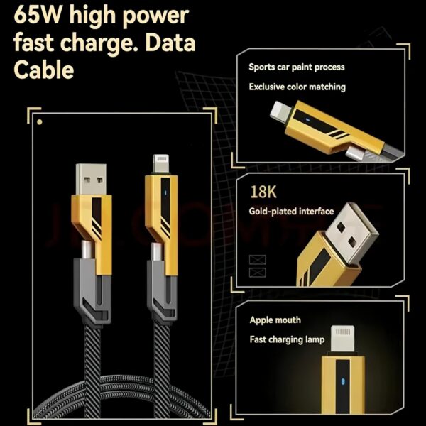4-in-1 Multi USB Charging Cable – USB-C to USB-C, USB-C to Lightning, USB-A to USB-C, USB-A to Lightning | Fast PD Charger Cord for iPhone, iPad, Samsung, MacBook - Image 11