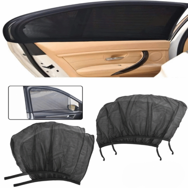 2 Pcs Car Window Cover Screen Breathable| Car Window Shade Sun Cover Window Covers | Mesh Front Rear Universal Side Automotive Window Sun Cover| For Sun Protection - Black Color - Image 10