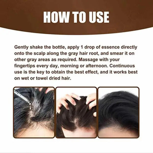 Anti-Greying Hair Spray | Drakkar Spray for Hair | Organic Ganoderma Inverted Essence for Grey Hair | Darkens Hair Naturally Without Damage - 30ML - Image 6