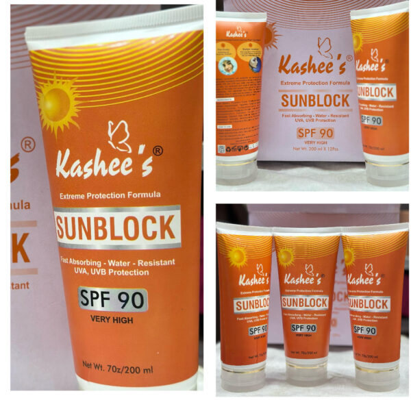 1 Pc Kashee’s Sunblock SPF 90 – Extreme Protection Formula | Fast Absorbing Water Resistant UVA, UVB Protection 200ml - Image 6