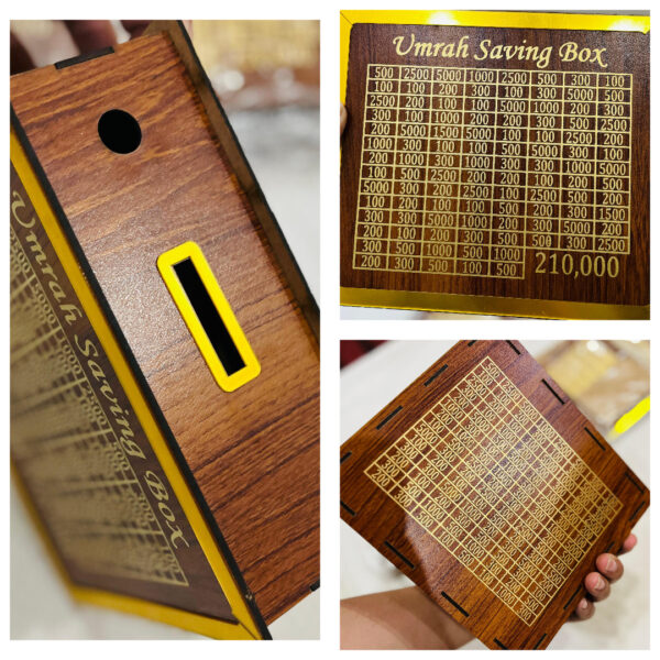 Umrah Saving Box - Box For Umrah Saving | Umrah Saving Box - Best Quality Umrah Saving Box - Umrah Saving Box Dark Brown, Wooden Money Box for Umrah - 210,000 - Image 6