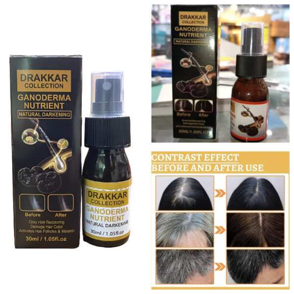 Anti-Greying Hair Spray | Drakkar Spray for Hair | Organic Ganoderma Inverted Essence for Grey Hair | Darkens Hair Naturally Without Damage - 30ML - Image 4