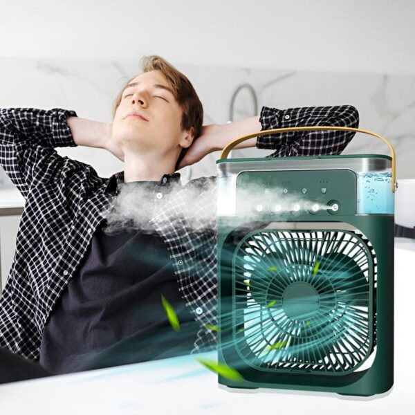 Portable Air Conditioner Fan USB Electric Fan with LED Night Light, Fine Mist Water, and Humidifier Function | Led Night Light Water Mist (Random Color) - Image 3