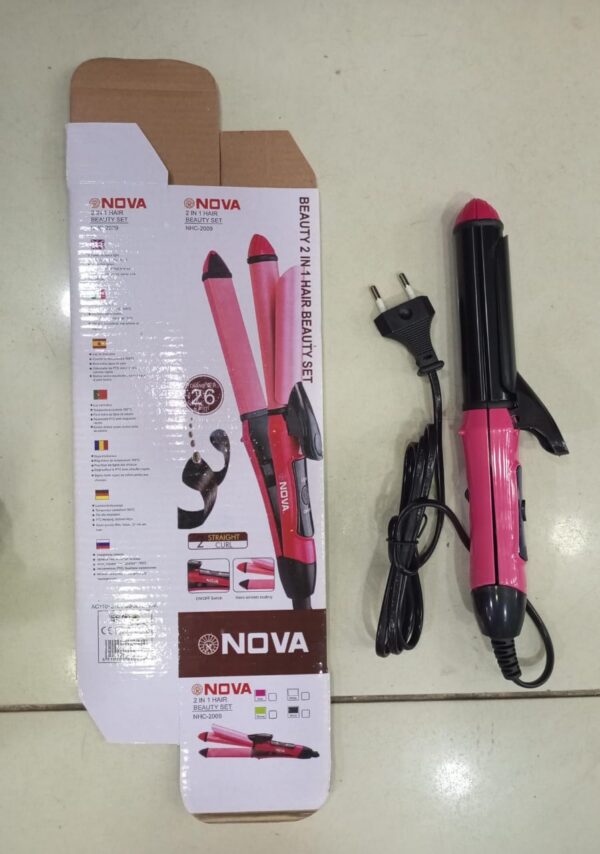 2-in-1 Nova Hair Straightener and Curler – Dual-Use Styling Tool with Quick Heat-Up Technology, Ceramic Plates for Smooth Straightening & Effortless Curls Model-NH-2009 – Portable, Lightweight, Ideal for Home or Travel Use - Image 5