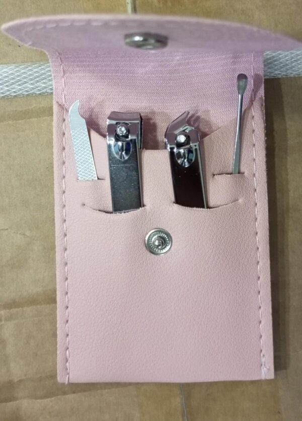 4 in 1 Professional Manicure Set 4-Piece Stainless Steel Nail Care Kit – Nail Clippers, Cuticle Nippers, Nail File & Spoon Pusher – Unscented, No Batteries Needed, Non-Electric Tools for Nail Techs & Home Use - Random Color - Image 3