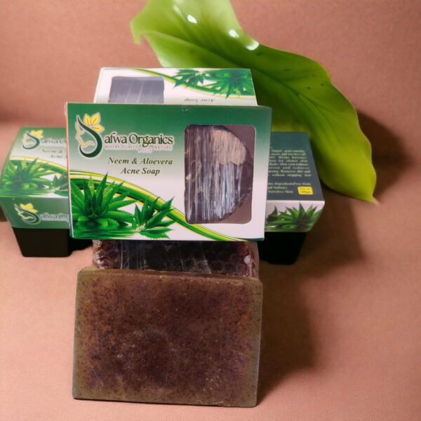 Safwa Organics Neem & Aloe Vera Handmade Soap – Acne-Fighting Natural Cleanser 100g - Image 3