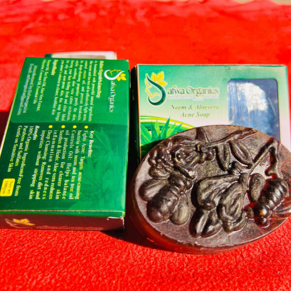 Safwa Organics Neem & Aloe Vera Handmade Soap – Acne-Fighting Natural Cleanser 100g - Image 4