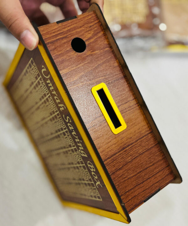 Umrah Saving Box - Box For Umrah Saving | Umrah Saving Box - Best Quality Umrah Saving Box - Umrah Saving Box Dark Brown, Wooden Money Box for Umrah - 210,000 - Image 4