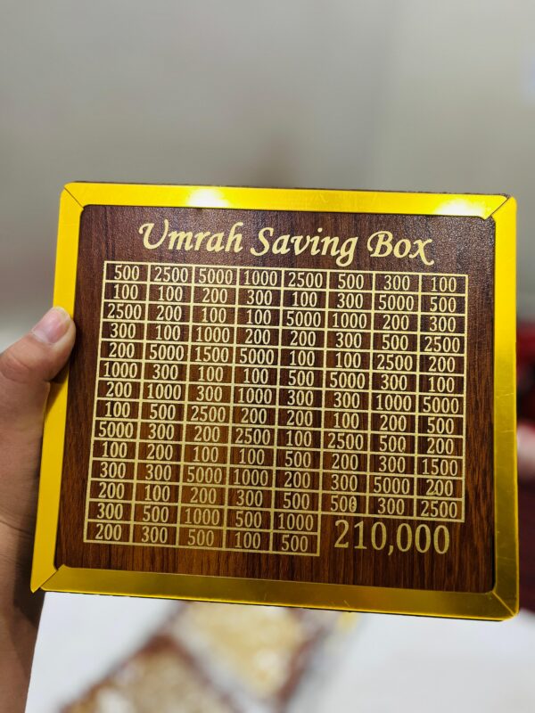 Umrah Saving Box - Box For Umrah Saving | Umrah Saving Box - Best Quality Umrah Saving Box - Umrah Saving Box Dark Brown, Wooden Money Box for Umrah - 210,000 - Image 8