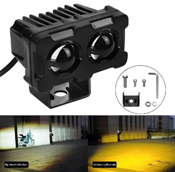 Motorcycle Robot Dual Colour LED Work & Driving Lights – 5000K–6500K Two-Color External Headlights / Fog Lamp - Image 2
