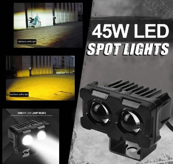 Motorcycle Robot Dual Colour LED Work & Driving Lights – 5000K–6500K Two-Color External Headlights / Fog Lamp - Image 5