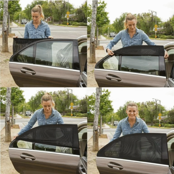 2 Pcs Car Window Cover Screen Breathable| Car Window Shade Sun Cover Window Covers | Mesh Front Rear Universal Side Automotive Window Sun Cover| For Sun Protection - Black Color - Image 11