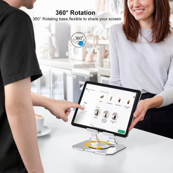 360° Rotating Metal Tablet & Mobile - Adjustable, Foldable, and Portable Desk Mount with Cooling Design for Phones, Tablets, and Small Devices, Device Cooling Stand | Stainless Steel Stand, Tablet Holder Stand - Random Color - Image 8