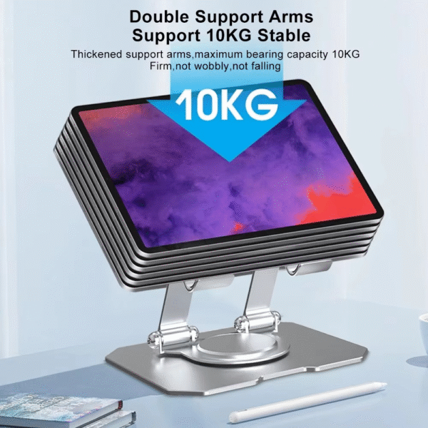 360° Rotating Metal Tablet & Mobile - Adjustable, Foldable, and Portable Desk Mount with Cooling Design for Phones, Tablets, and Small Devices, Device Cooling Stand | Stainless Steel Stand, Tablet Holder Stand - Random Color - Image 9
