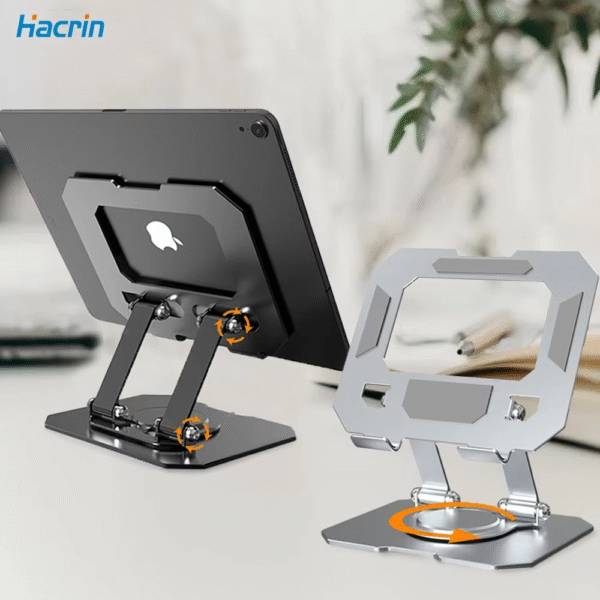 360° Rotating Metal Tablet & Mobile - Adjustable, Foldable, and Portable Desk Mount with Cooling Design for Phones, Tablets, and Small Devices, Device Cooling Stand | Stainless Steel Stand, Tablet Holder Stand - Random Color - Image 4