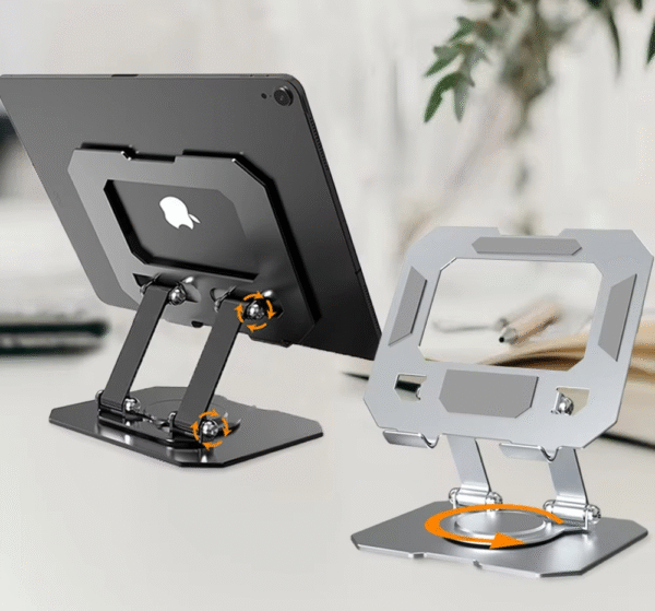 360° Rotating Metal Tablet & Mobile - Adjustable, Foldable, and Portable Desk Mount with Cooling Design for Phones, Tablets, and Small Devices, Device Cooling Stand | Stainless Steel Stand, Tablet Holder Stand - Random Color