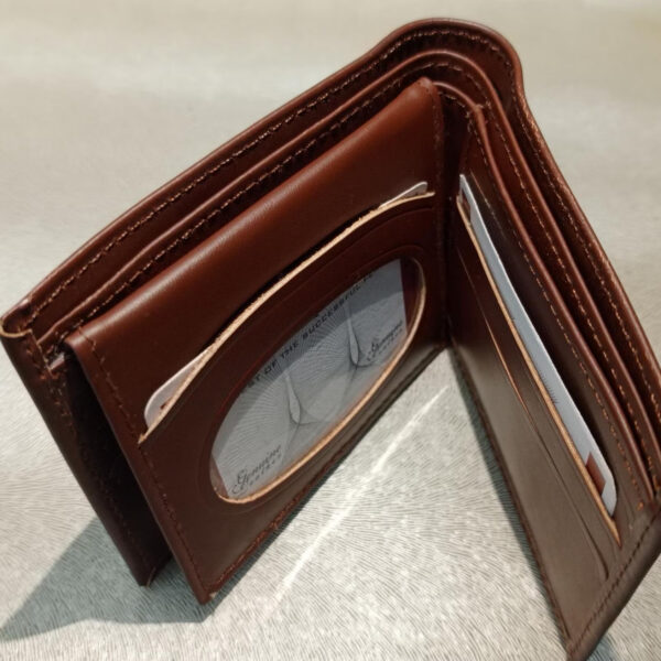 Men’s Genuine Leather Wallet | Stylish Bifold Purse with Clasp – Compact & Secure : 6 Cardholder Pockets | Durable & Smart | Pure Cow Leather | Brown | Flex Leather - Image 4