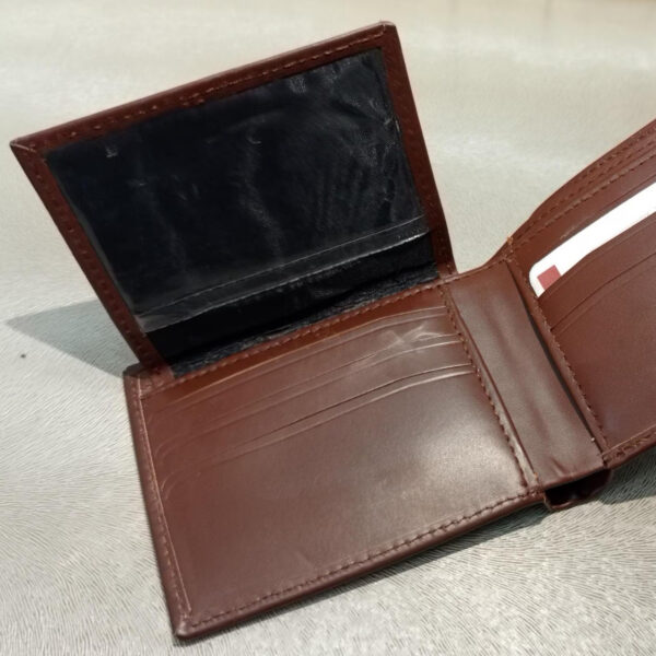 Men’s Genuine Leather Wallet | Stylish Bifold Purse with Clasp – Compact & Secure : 6 Cardholder Pockets | Durable & Smart | Pure Cow Leather | Brown | Flex Leather - Image 3