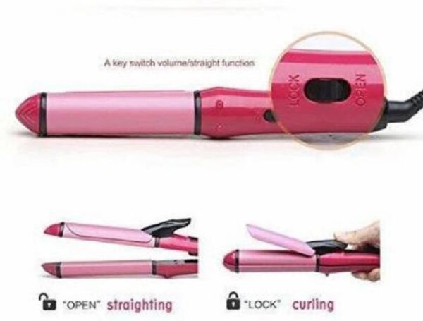 2-in-1 Nova Hair Straightener and Curler – Dual-Use Styling Tool with Quick Heat-Up Technology, Ceramic Plates for Smooth Straightening & Effortless Curls Model-NH-2009 – Portable, Lightweight, Ideal for Home or Travel Use - Image 9